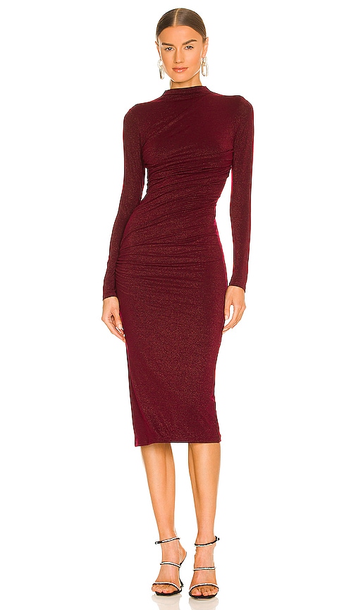 Enza Costa Twist Midi Dress in Dark Ruby