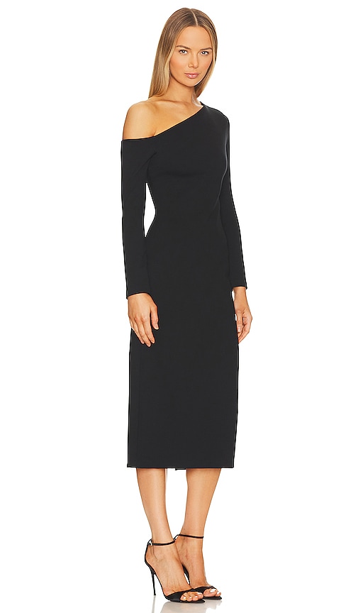 Shop Enza Costa Exposed Shoulder Dress In Black