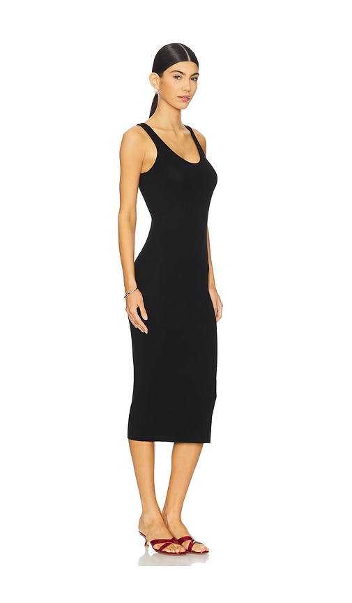 Shop Enza Costa Silk Knit Tank Midi Dress In 黑色