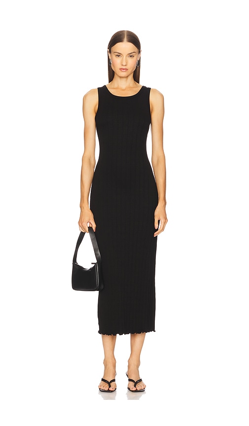 Lettuce Edge Boatneck Dress in Black. - size XS (also in M, S)