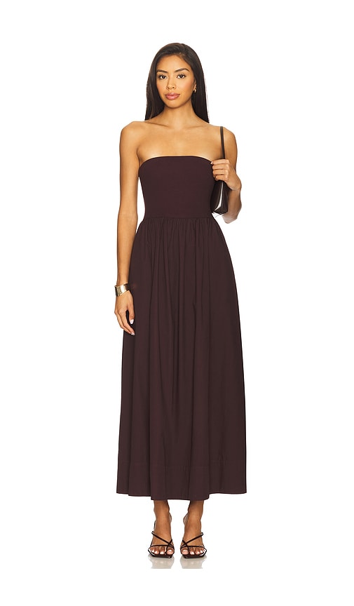 Cotton Resort Strapless Dress in Wine. - size XL (also in L, M, S, XS)