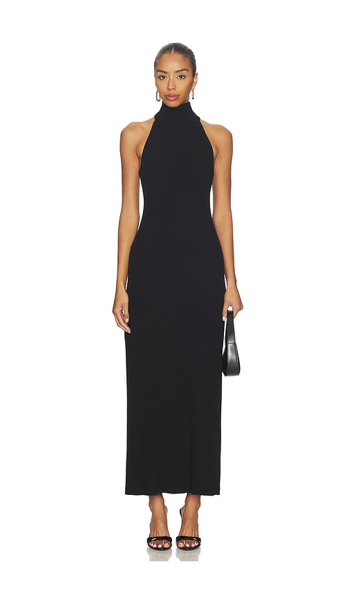 Enza Costa Knit Halter Turtleneck Fluid Dress