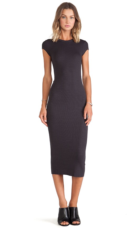 Silk Rib Cap Sleeve Dress