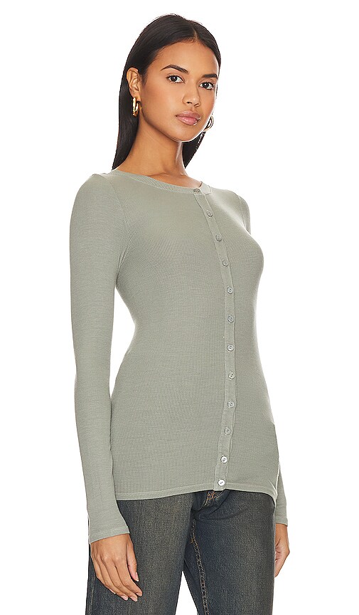 ENZA COSTA SILK RIB FITTED LONG SLEEVE CARDIGAN