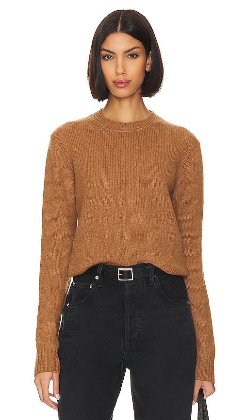 Enza Costa Pure Cashmere Crewneck Sweater in Amber