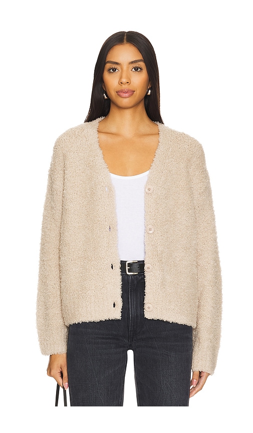 Enza Costa Wool Feather Boxy Cardigan In 스톤