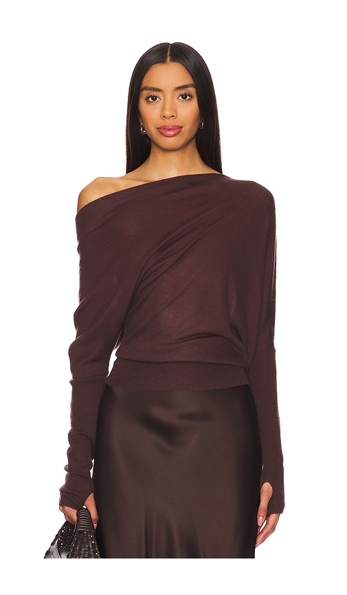 Enza Costa Tissue Cashmere Slouch Sweater in Brown