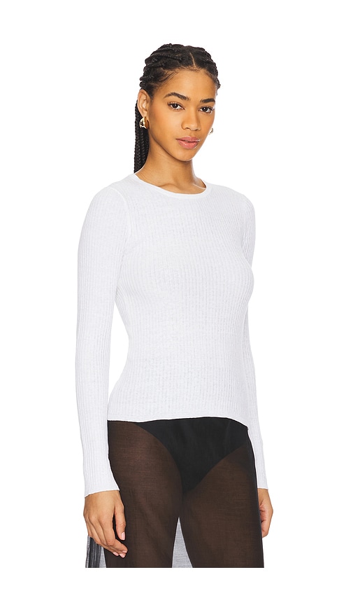 Shop Enza Costa Rib Long Sleeve Sweater Tee In White