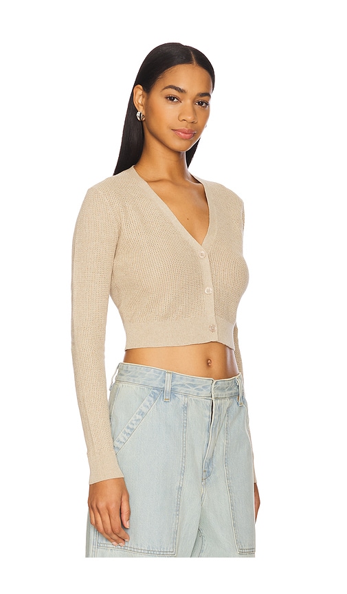 Shop Enza Costa Cropped V Neck Cardigan In 玄武岩色