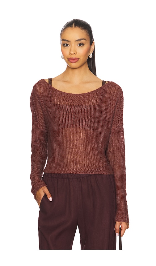 Enza Costa Linen Open Knit Bateau Sweater