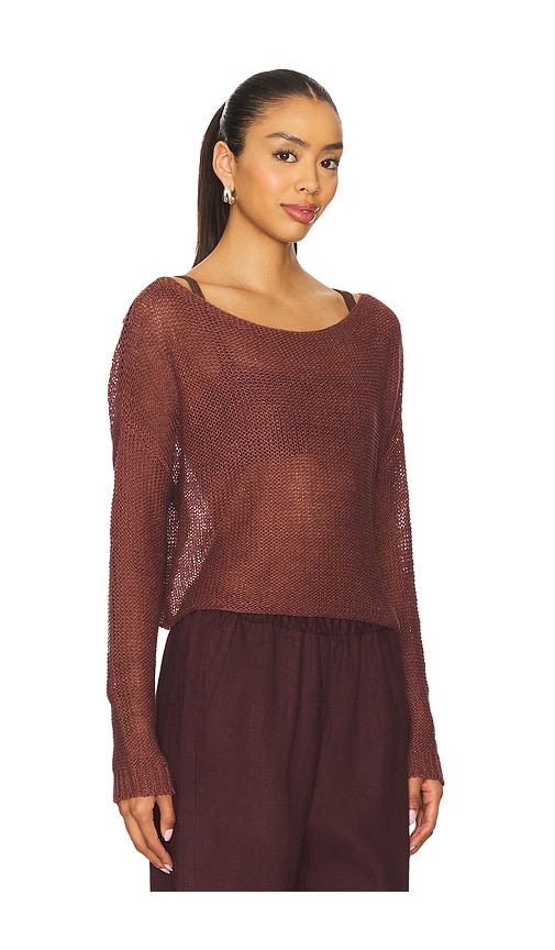 Enza Costa Linen Open Knit Bateau Sweater