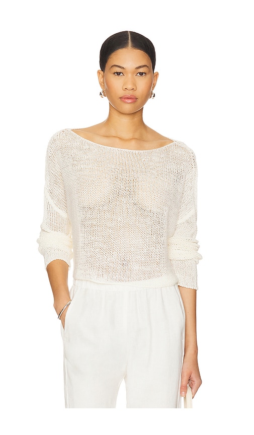 Enza Costa Linen Open Knit Bateau Sweater