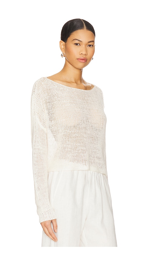 Enza Costa Linen Open Knit Bateau Sweater