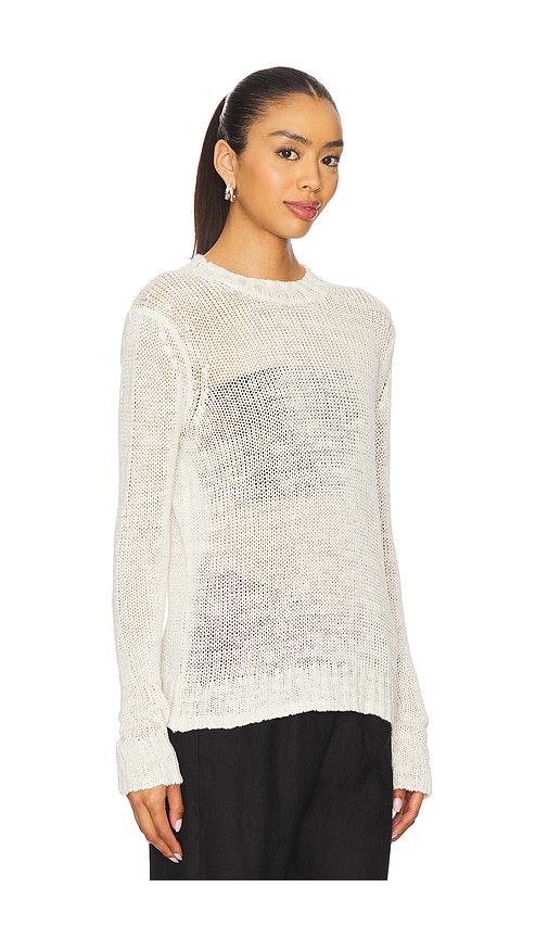 Enza Costa Linen Open Knit Long Sleeve Crew