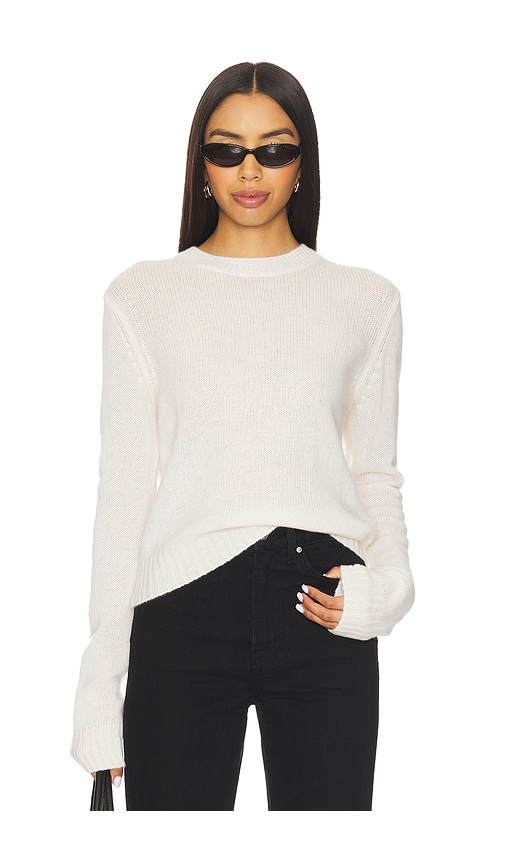 Enza Costa Easy Long Sleeve Crew Sweater In White