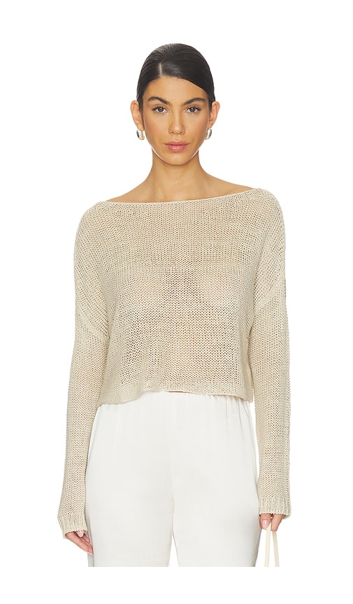 Enza Costa Linen Open Knit Bateau Sweater