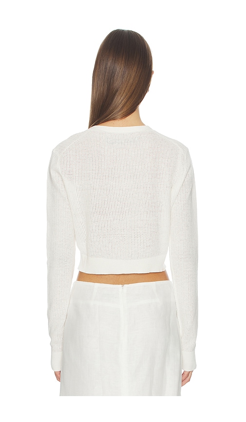  Enza Costa Cárdigan Corto De Lino De Punto Calado Con Cuello En V En Color Blanco Talla L  (también En M, S). 
