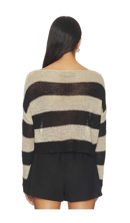  Enza Costa Bateau-pullover Stripe Linen Bateau Sweater In Black,beige. Größe Xs. Also In S, M, L, Xl. 