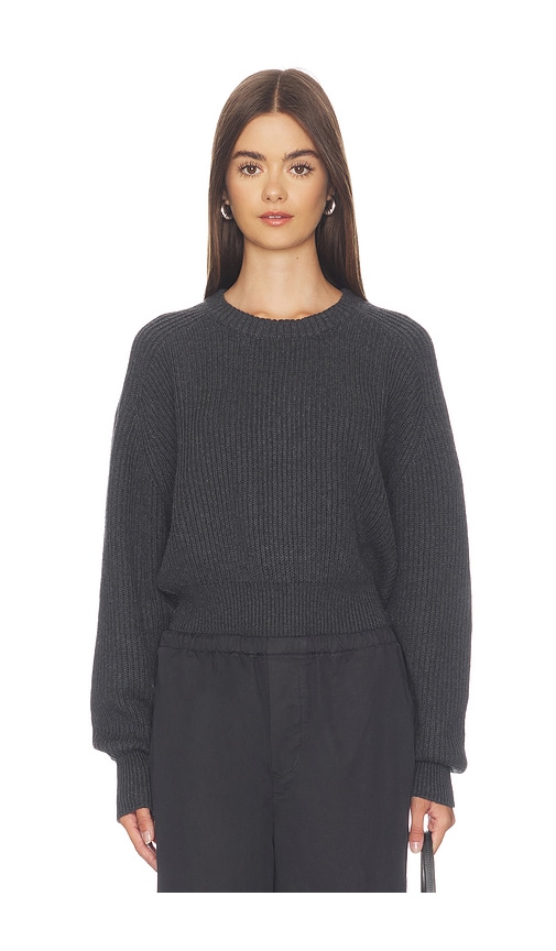 Enza Costa Cotton Cashmere Raglan Sweater In Charcoal