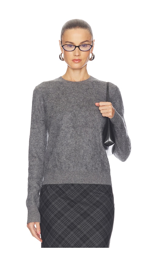 Enza Costa Mink Wash Cashmere Easy Crew Sweater In Gray