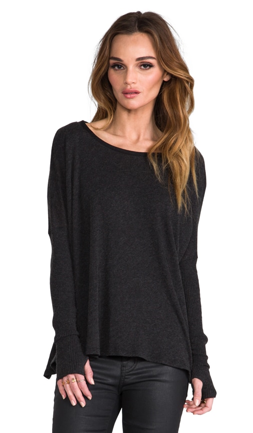 Cashmere Sweater with Leather Trim