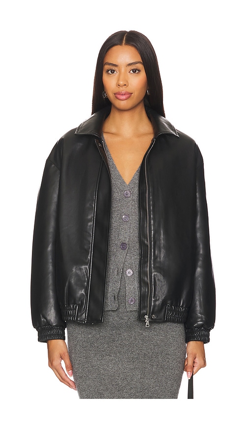 Enza Costa Leather Jacket in Black
