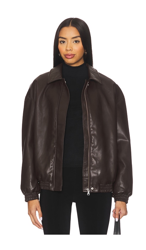 Enza Costa Leather Jacket in Dark Brown