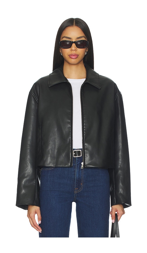 Enza Costa Leather Minimal Jacket In Black