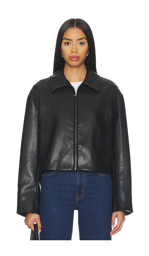 Enza Costa Leather Minimal Jacket In Black