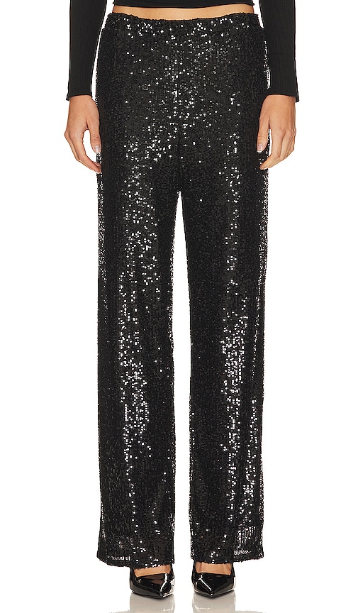 Enza Costa Sequin Pant in Black