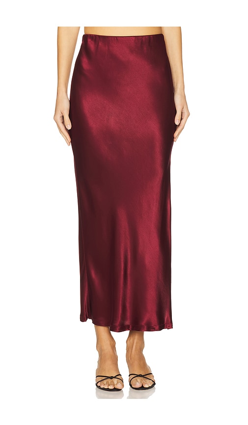 Enza Costa Satin Bias Cut Skirt in Ruby