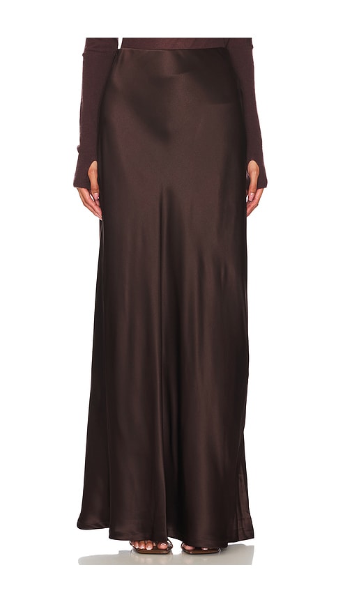 Enza Costa Silk Full Length Skirt in Brown