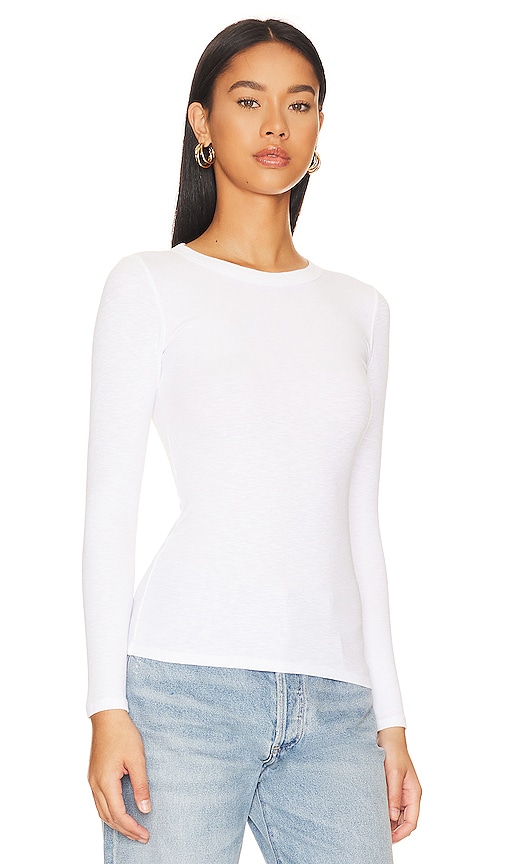 Shop Enza Costa Textured Knit Crew Top In White