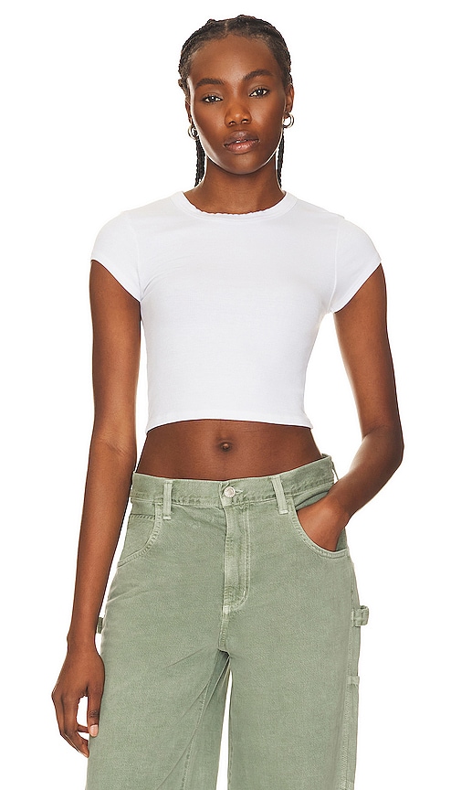 Enza Costa Silk Cropped Tee In White