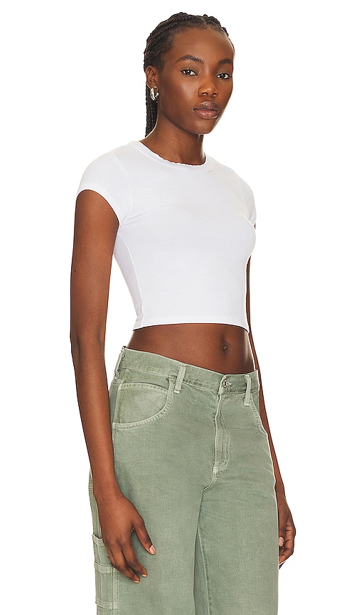 Shop Enza Costa Silk Cropped Tee In White