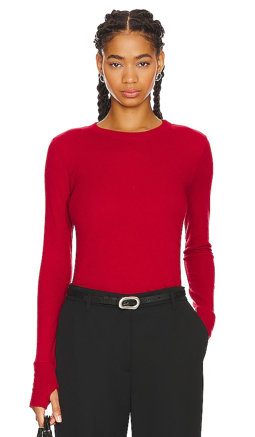 Enza Costa Cashmere Easy Cuffed Crew in Red