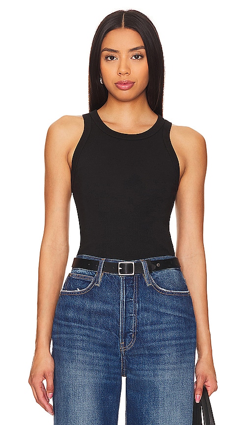 Enza Costa Supima Rib Sheath Tank in Black