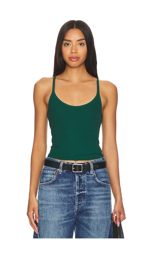 Shop Enza Costa Silk Knit U Tank In Malachite