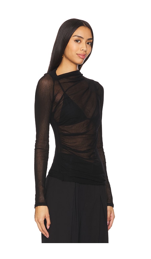 Shop Enza Costa Long Sleeve Slash Top In Black