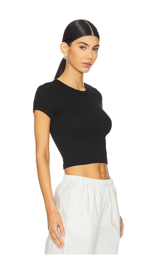 Enza Costa Knit Cropped Cap Sleeve Silk-blend Top In 黑色