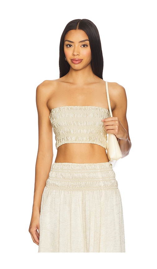 Enza Costa X Revolve Textured Satin Smocked Bandeau Top