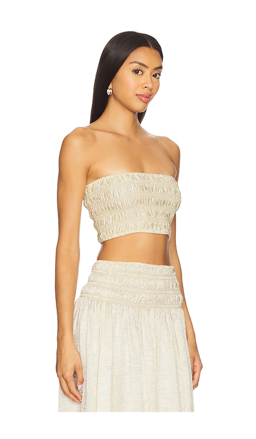 Enza Costa X Revolve Textured Satin Smocked Bandeau Top