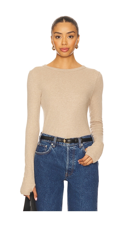 New Classic Long Sleeve Crew Top in Beige. - size L (also in M, S, XS) - Enza Costa - Modalova