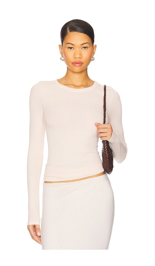 Enza Costa Silk Knit Long Sleeve Crew Top