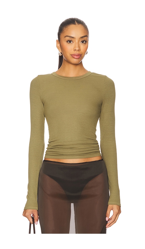 Enza Costa Silk Knit Long Sleeve Crewneck Top In Multi