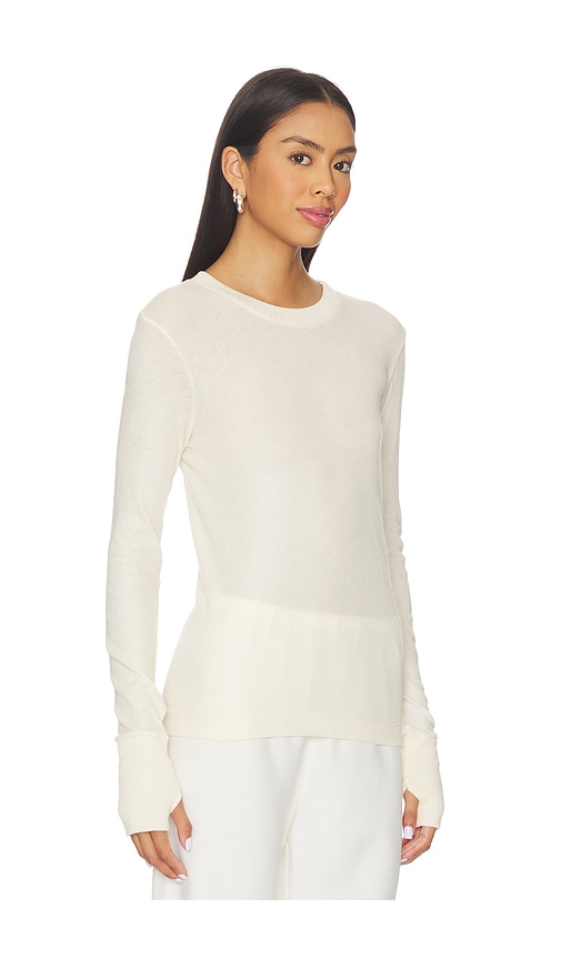 Enza Costa Cashmere Easy Cuffed Crew Top In White