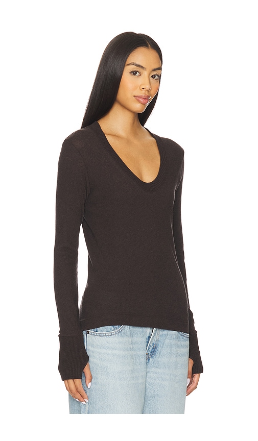 Enza Costa X Revolve X Revolve Cashmere Easy Cuffed U Top In Brown