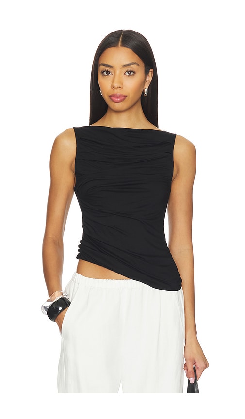 Enza Costa Sleeveless Draped Boatneck Top