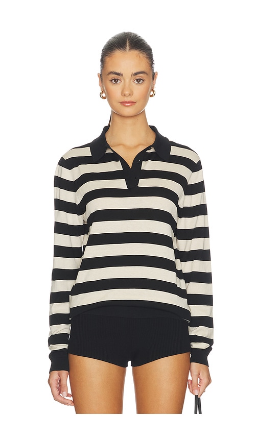 Enza Costa Stripe Silk Knit Polo