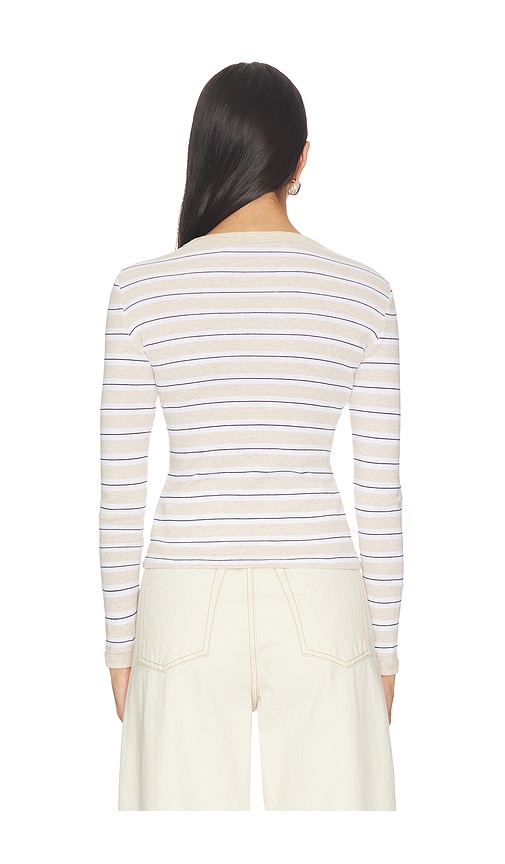  Enza Costa T-shirt Classique à Rayures En Coton, Manches Longues En Beige. Taille L. Also En M, S, Xs. 